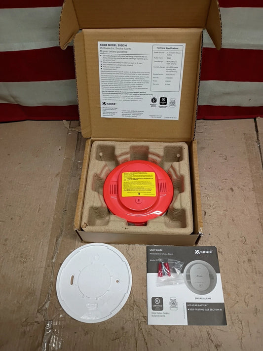 Kidde 20SD10 Smoke Detector 10-Year Battery Powered LED Warning Light, OPEN BOX