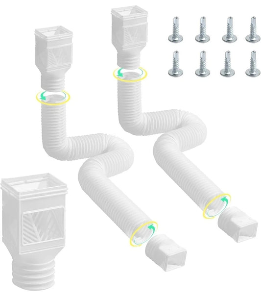 Rain Gutter Downspout Extensions, 2-Pack Flexible Downspout Extender, down Spout