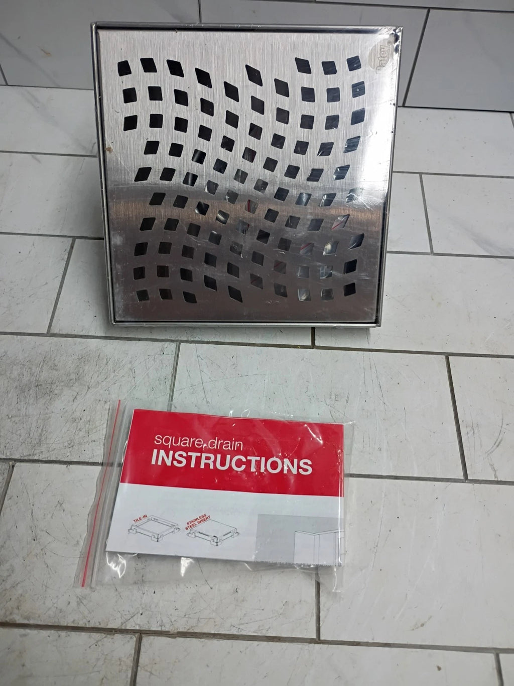 2-PK OATEY DSS4060R-d-04 Designline 6"x6" Square Shower Drain Grate - Open Box