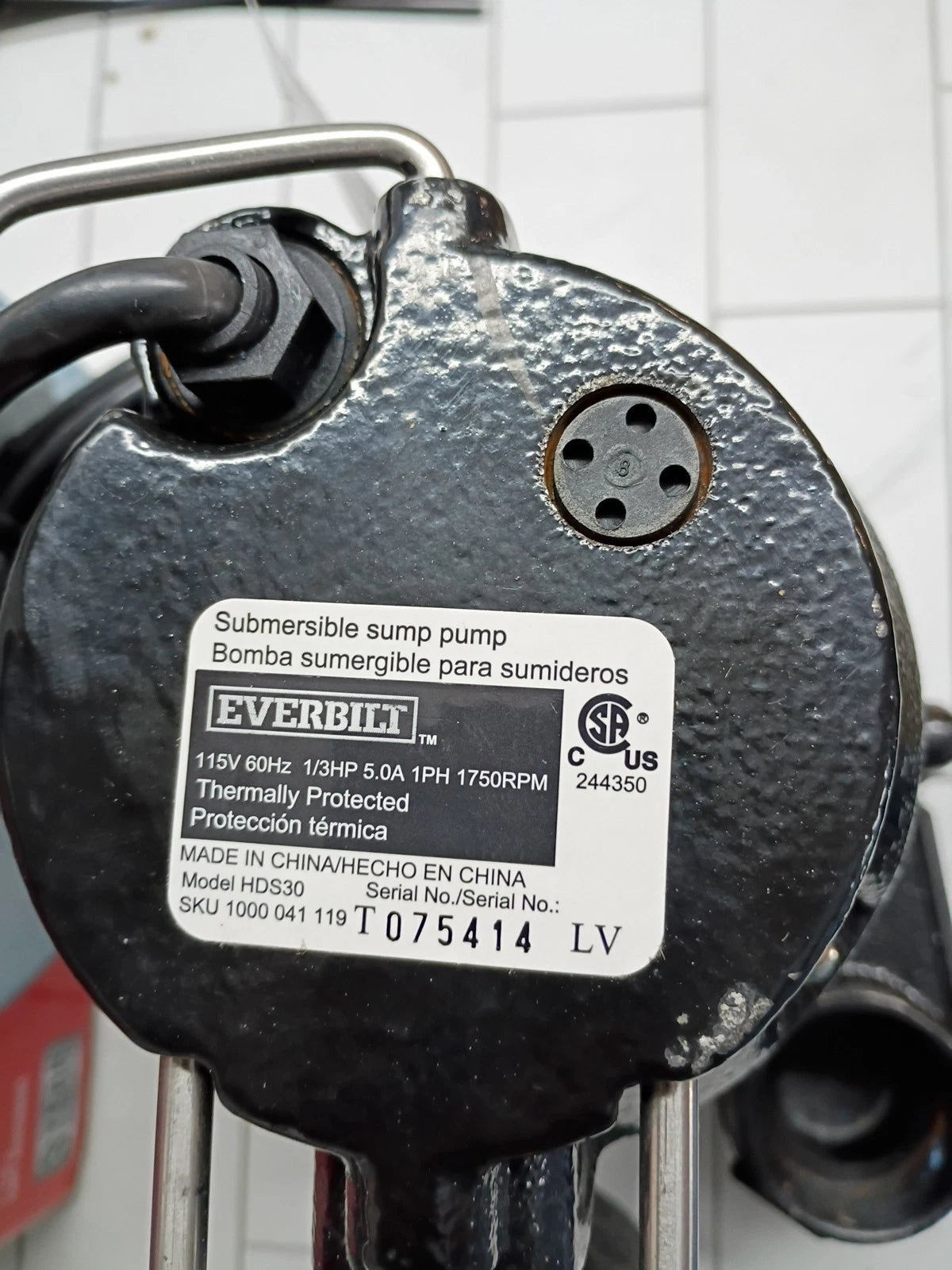 Everbilt HDS30 1/3 HP Cast Iron Submersible Sump Pump Read Description