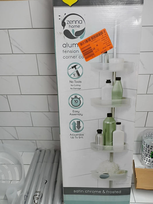 Zenna Home 2140ALK Never Rust Corner Shower Satan Chrome New Open Box