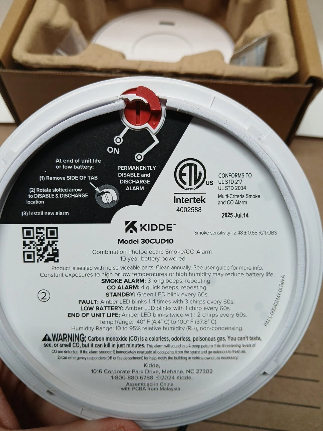 Kidde Smoke & Carbon Monoxide Alarm 30CUD10
