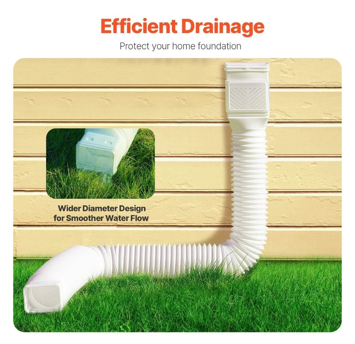 VEVOR Rain Gutter Downspout Extensions,2-Pack Flexible Downspout Extender