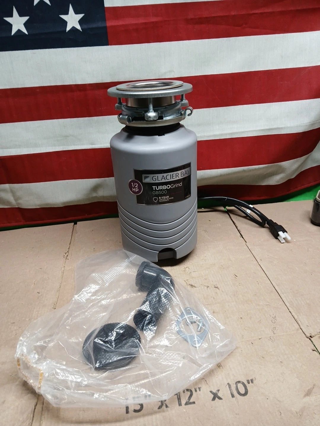 Glacier Bay GB500 Turbo Grind 1/2hp Garbage Disposal Continuous Feed Open Box