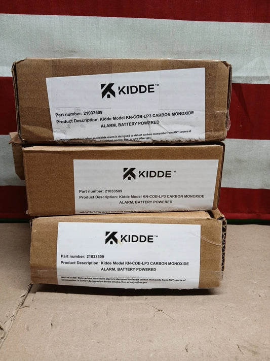 LOT OF 3 Kidde Carbon Monoxide Detector, Battery Powered Co Alarm With Leds