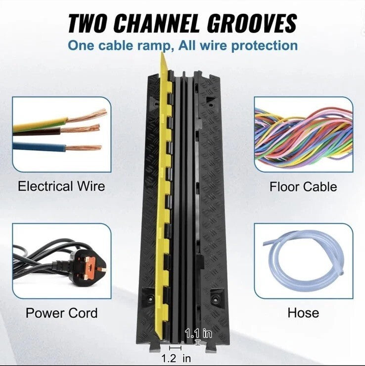 VEVOR Cable Protector Ramp, 91.8x25x4.3 cm 2 Channel, 22000lbs