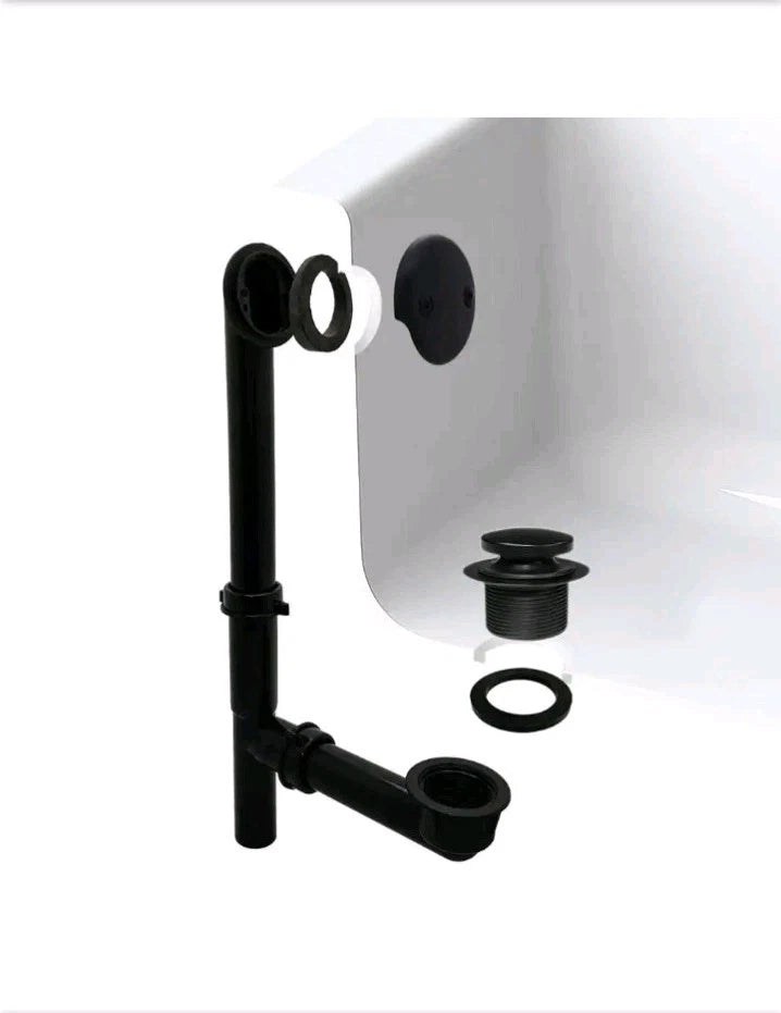 Westbrass 593144-62 Matte Black 1-1/2" Slip Joint Tip Toe Drain 2 Hole Overflow