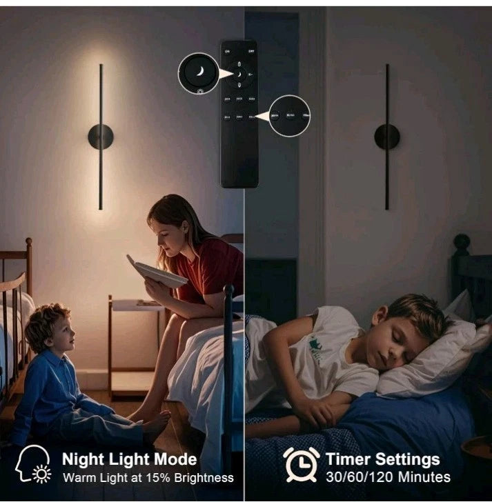 2-PACK Battery Operated Wall Sconces with Remote 3 Color Temps 350° Rotate OB