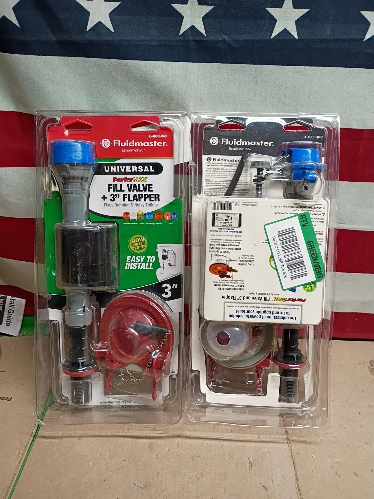 10PK Fluidmaster Universal PerforMAX Fill Valve, 3" Flapper, K-400H-040, OB