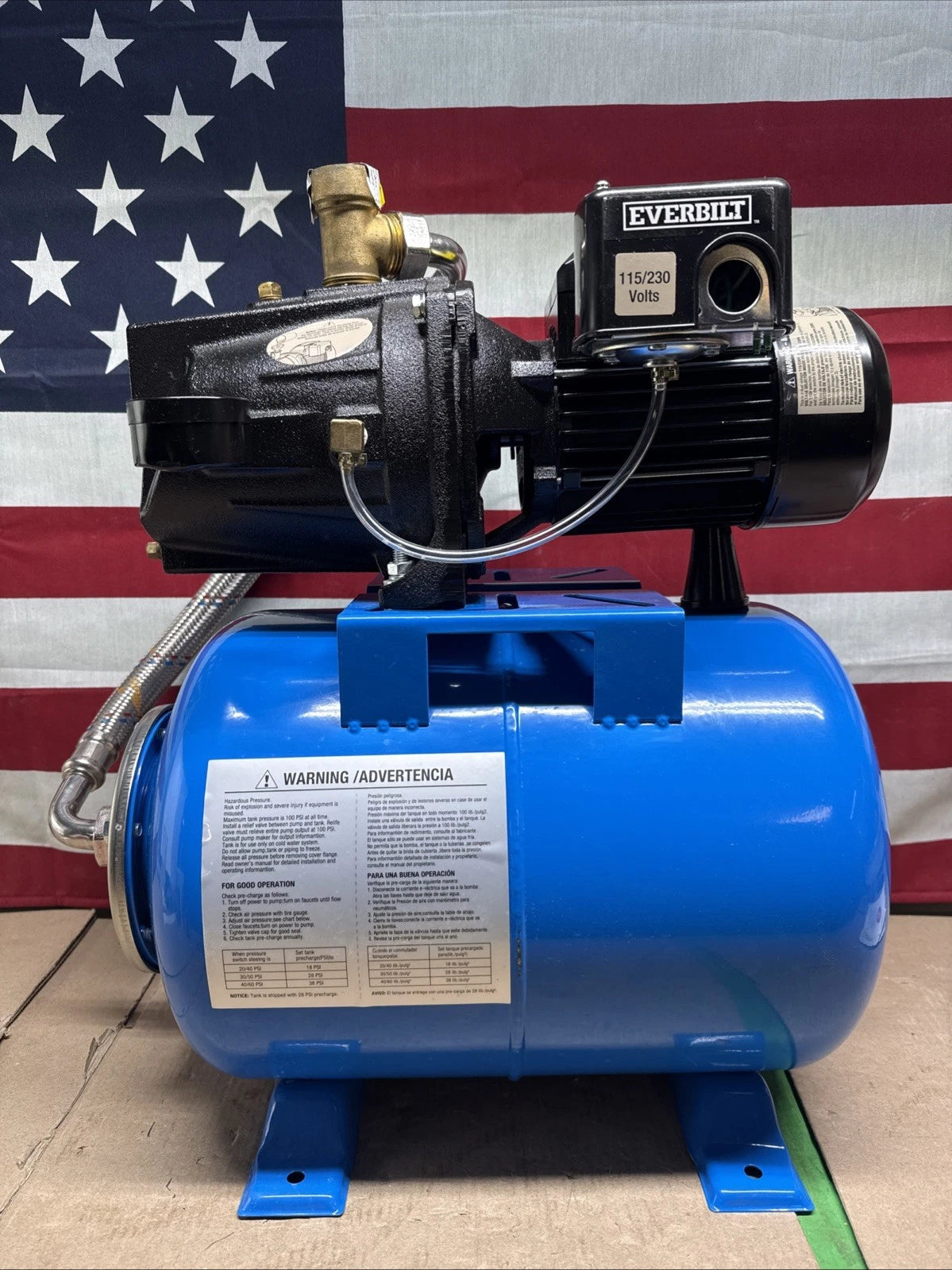 Everbilt 1/2HP Jet Pump/Tank Combo Cast iron with 6 Gallon Tank New OB
