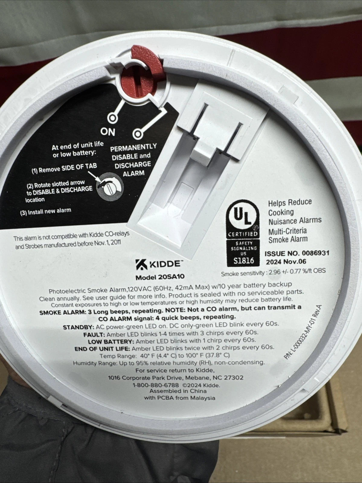 Kidde 20SA10 Hardwired Smoke Detector, 10-Year Battery, Interconnectable