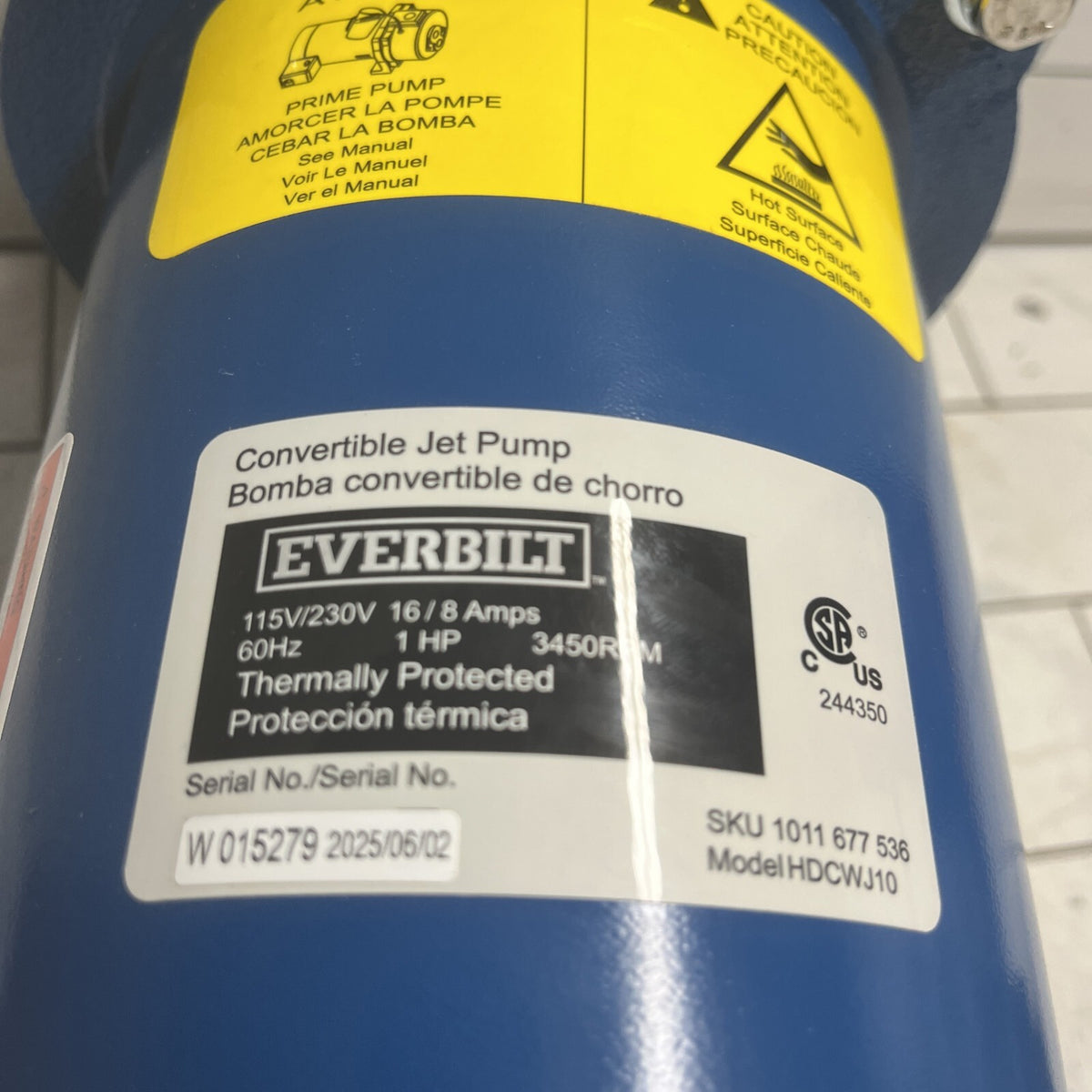 Everbilt HDCWJ10, 1 HP 115/230 Volt Professional Convertible Jet Pump PARTS ONLY