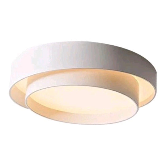 Creative Round Double-Layer Wrought Iron Ceiling Lamp, LED Flush 40cm White OB