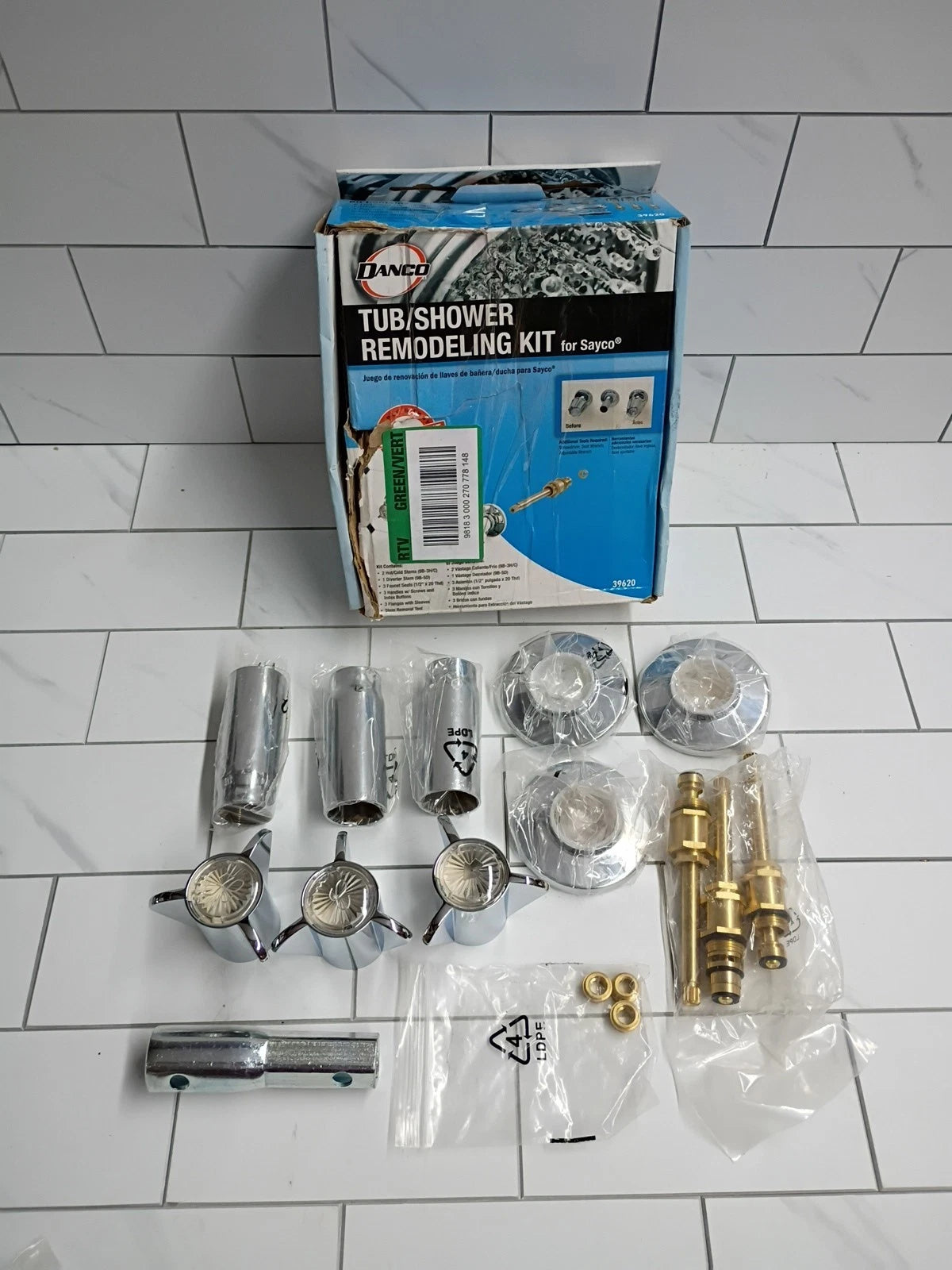 1pk Danco 39620 Tub/Shower 3-Handle Remodeling Trim Kit in Chrome for Sayco