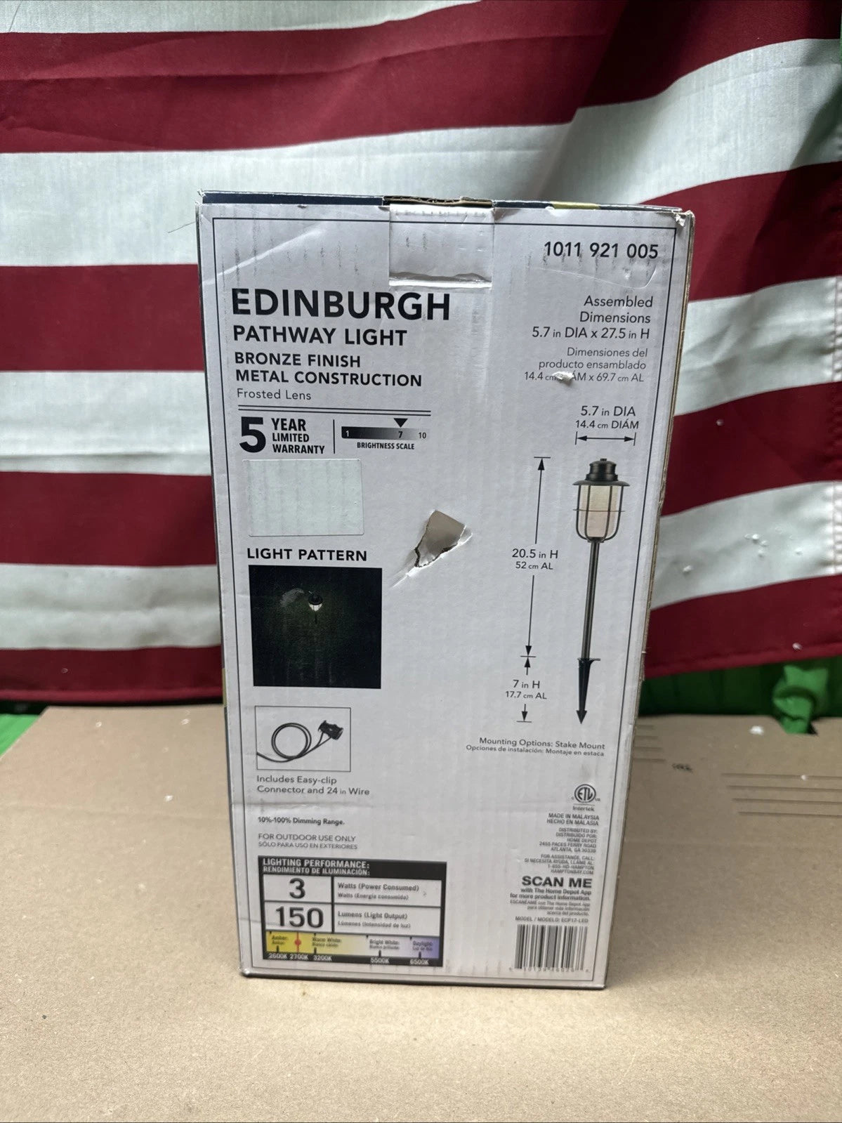 Hampton Bay Edinburgh 20.5in Low Voltage Pathway Bronze New B67