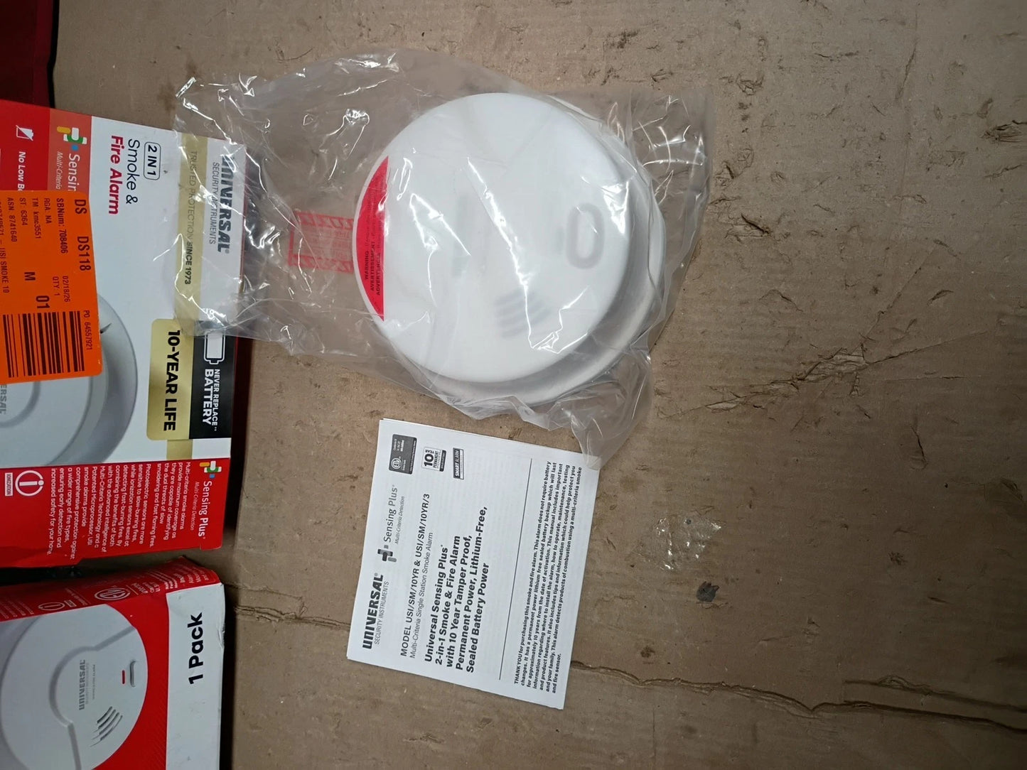 2PK Universal USI/SM/10YR Security Instruments 2 In 1 Smoke&Fire Alarm,Open Box,