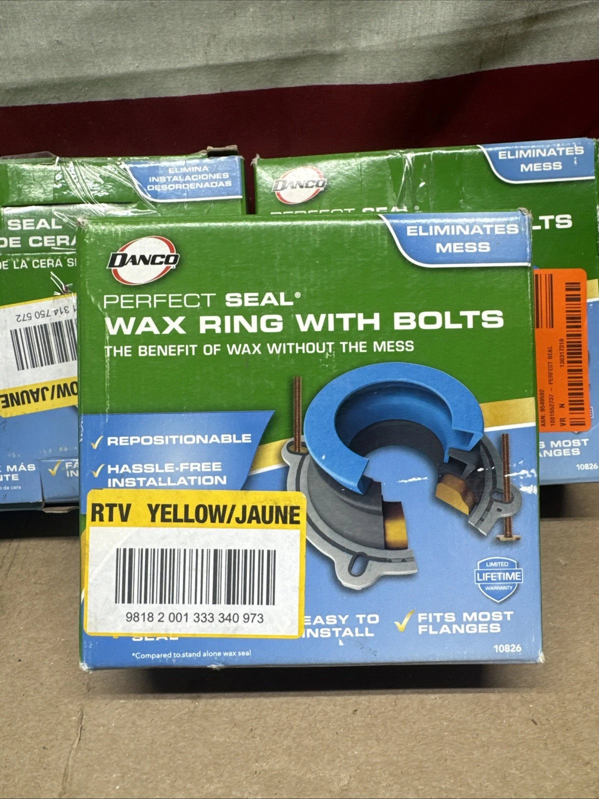 5PK Perfect Seal Toilet WaxRing, Missing Bolts ,10826