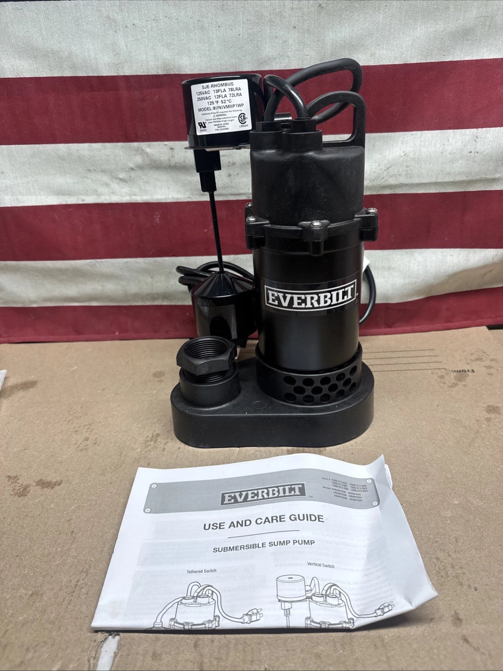 Everbilt HDSP25V 1/4 HP Aluminum Submersible Sump Pump Vertical Switch Open Box