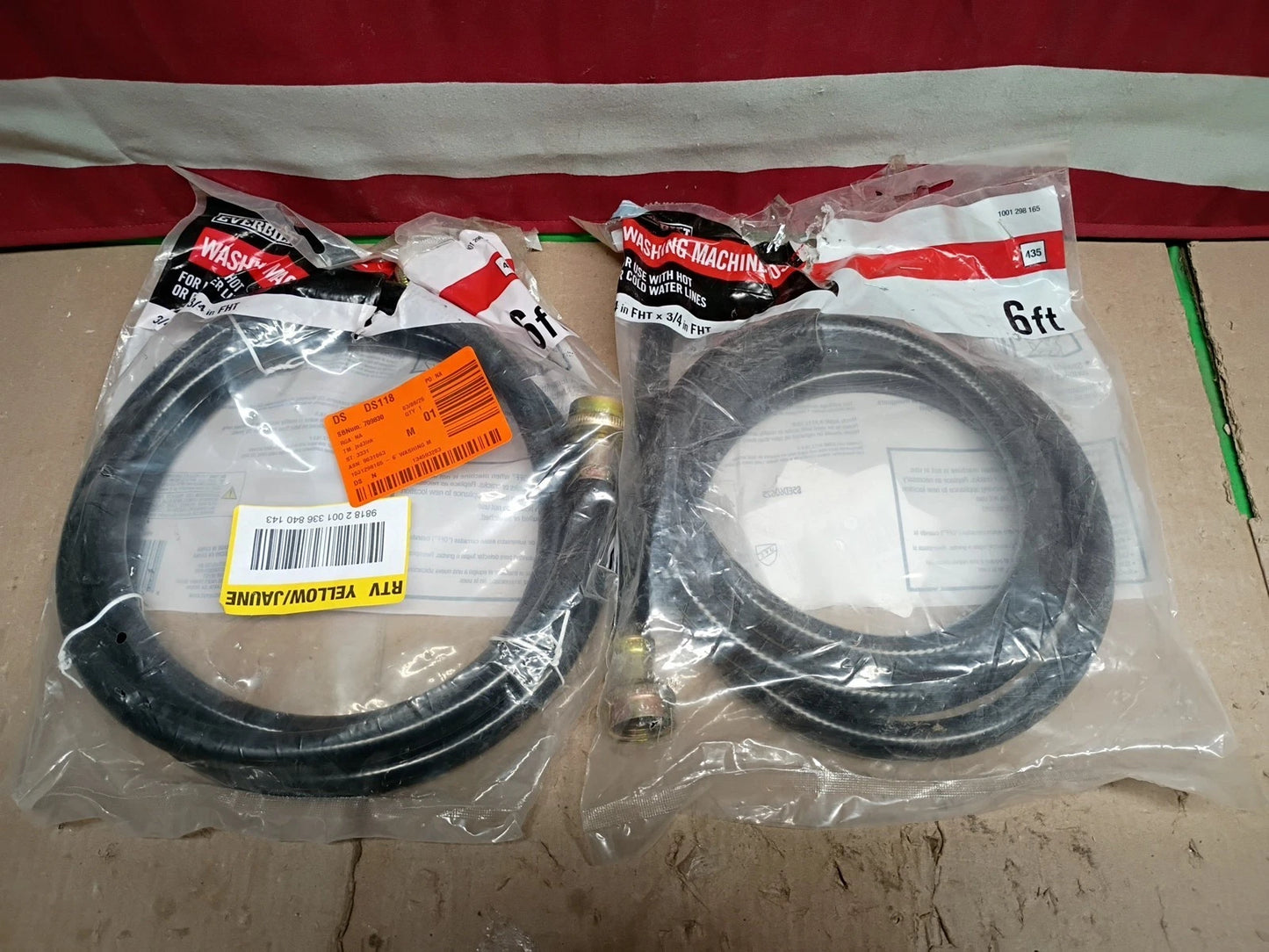 2-PK Everbilt Washing Machine Fill Hose 3/4" FHT x 3/4" FHT x 72" 1001298165, OB