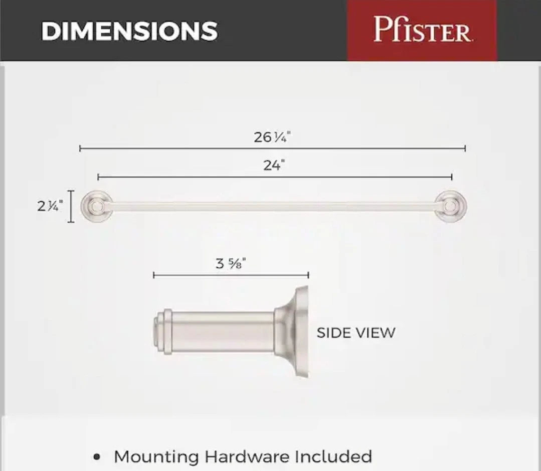 Pfister Briscoe 24 in Towel Bar Spot Defense Brushed NickelFinish BTB-BCO2GS NEW