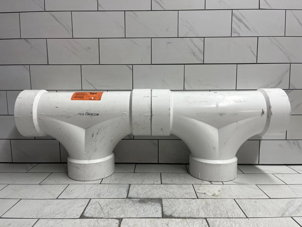 Charlotte Pipe PVC004480800 White 2-Way Cleanout PVC Tee 4" x 4" x 4" Hub Dia.