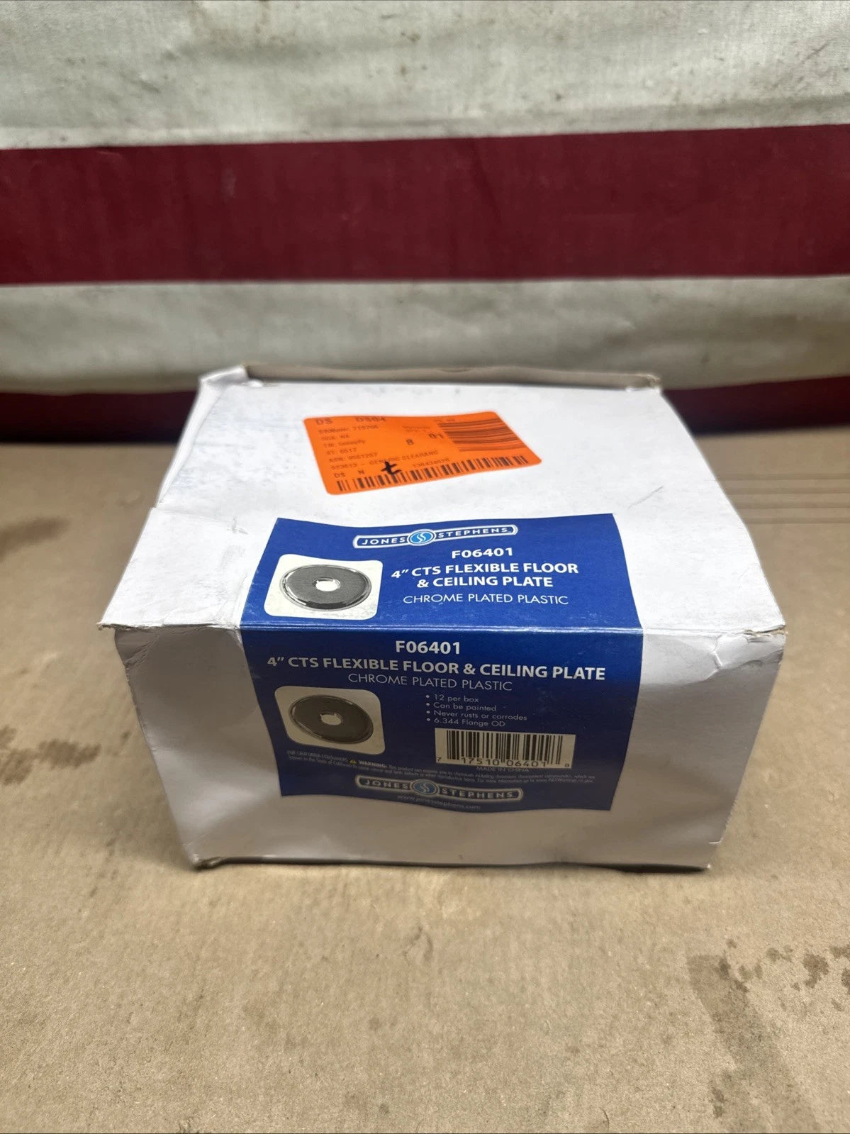 (Box of 12) 4" CTS Flexible Plastic Floor and Ceiling Plate F06401