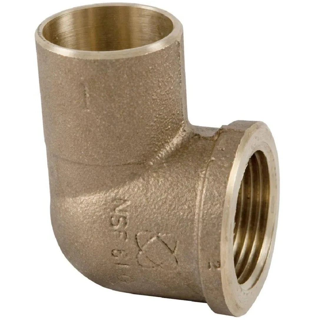 21ct Everbilt 1/2 in. Forged Bronze Lead-Free Pressure 90-Degree Cup FIP Elbow