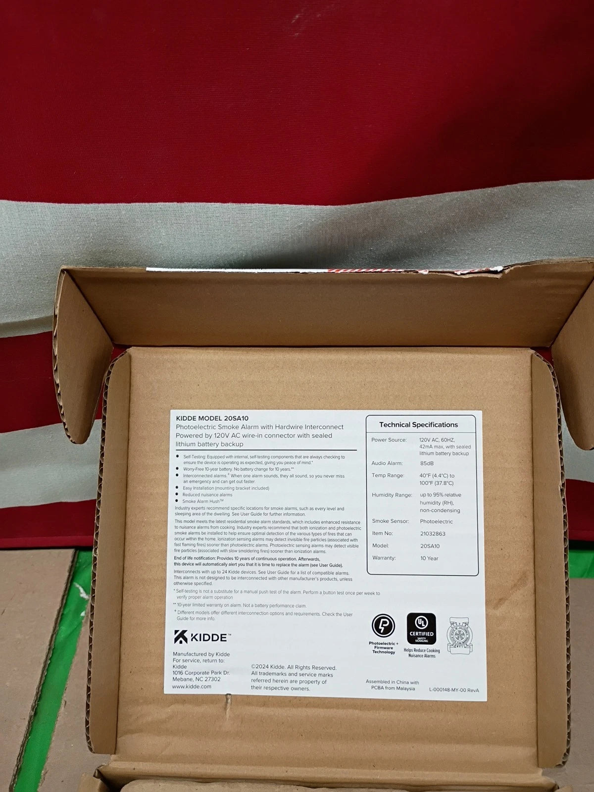 Kidde 20SA10 Hardwired Smoke Detector, 10-Year Battery, Interconnectable