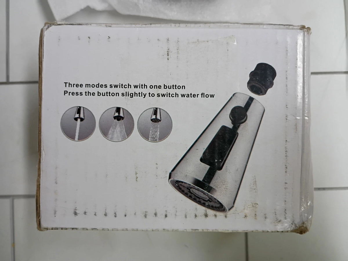 Kient - Brushed Nickel Kitchen Faucet Head Three Modes Button Control Adapter