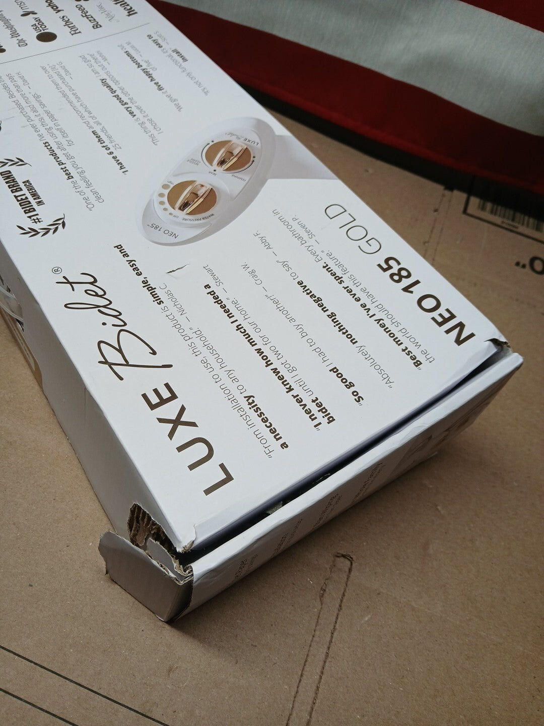 LUXE Bidet NEO 185 Gold Dual Nozzle Toilet Seat Attachment, Open Box, New