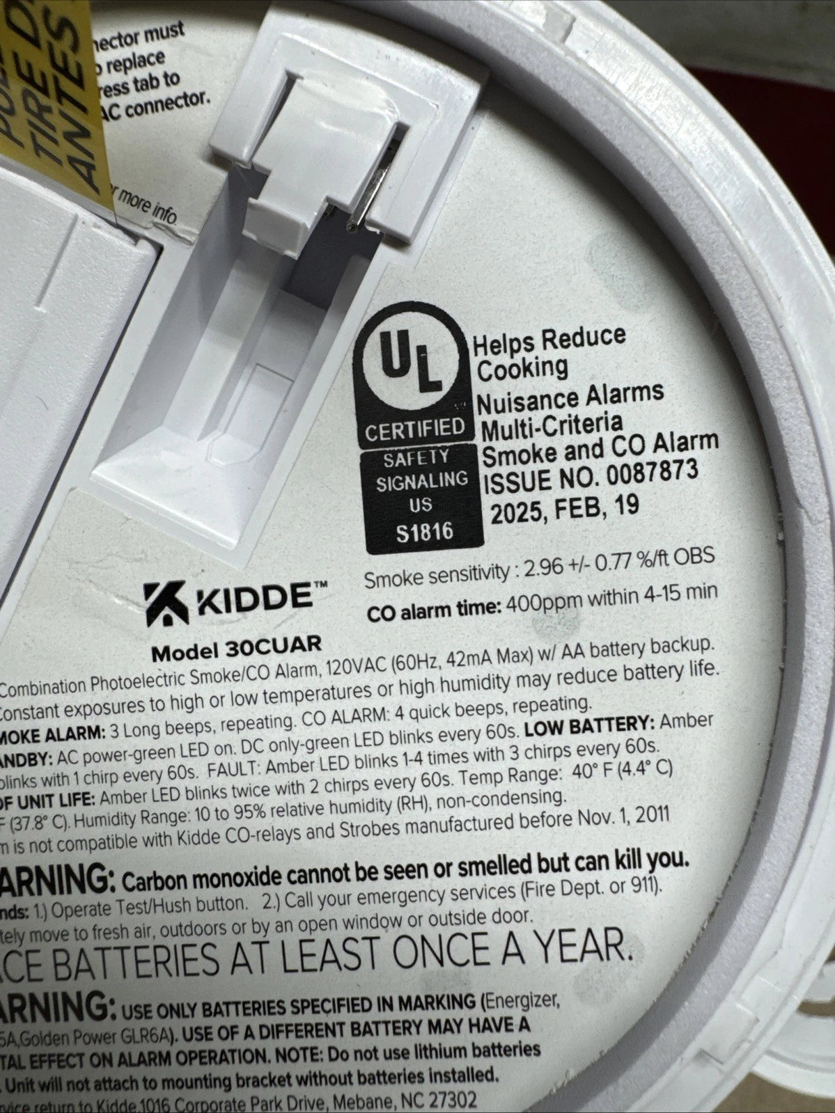Kidde 30CUAR Detect Smoke +Carbon Monoxide Alarm