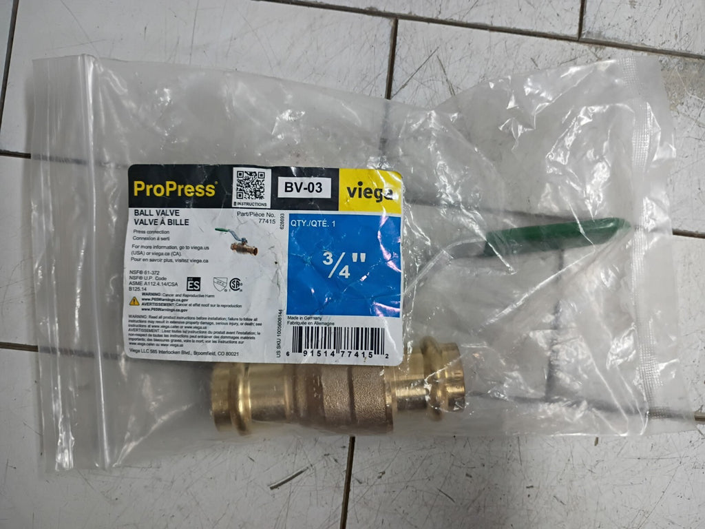 Viega 77415 ProPress 3/4 in. Press Zero-Lead Bronze Ball Valve New Open Box