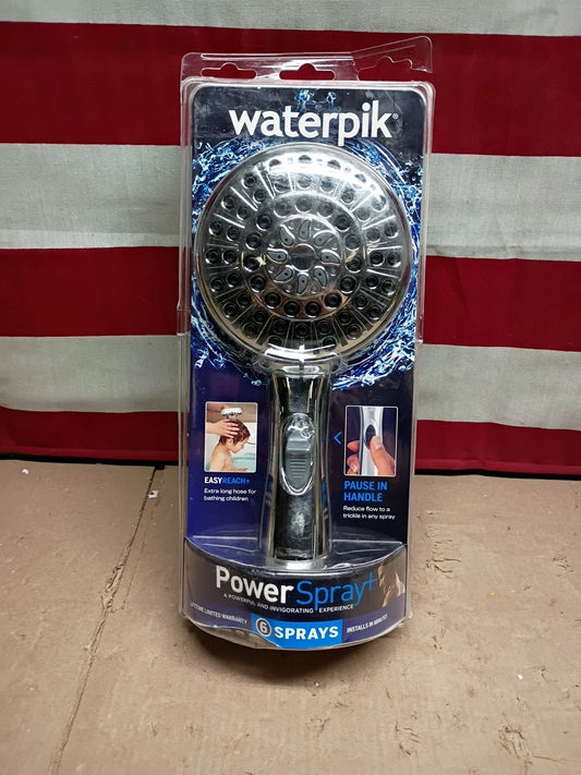 Waterpik 6-Spray 4.8 in. Wall Mount Handheld Adjustable Shower Head. Chrome