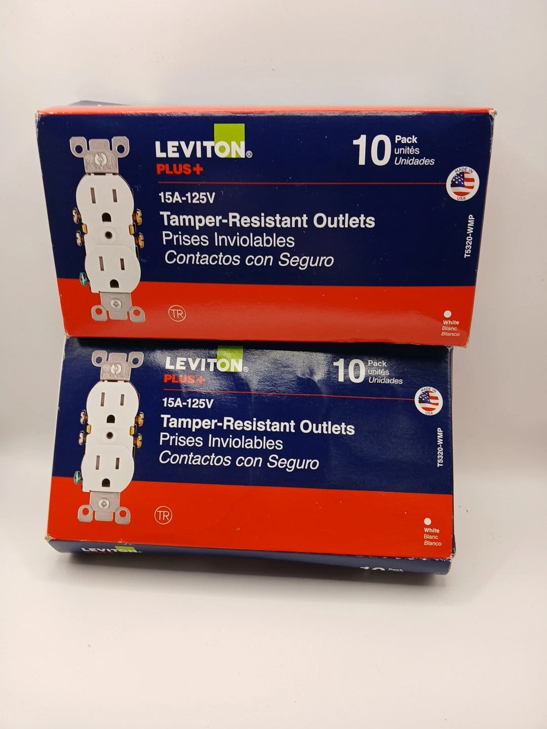 2 (10-Pack) Leviton 15A- 125V Tamper Resistant Duplex Outlet, Ivory -open Box
