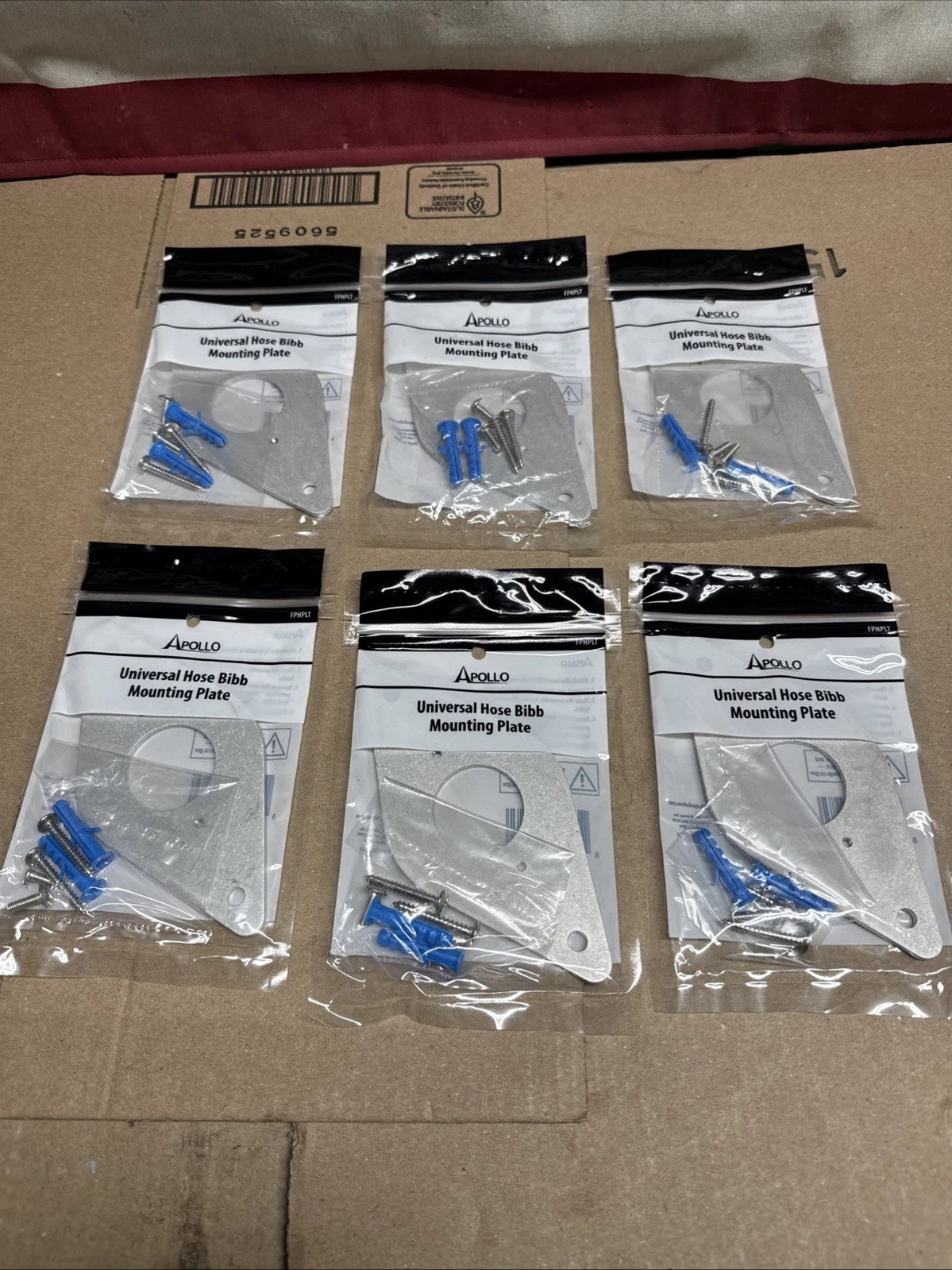 Lot Of 6 Universal 1-3/8 in. Hose Bibb Steel Mounting Plate By APOLLO