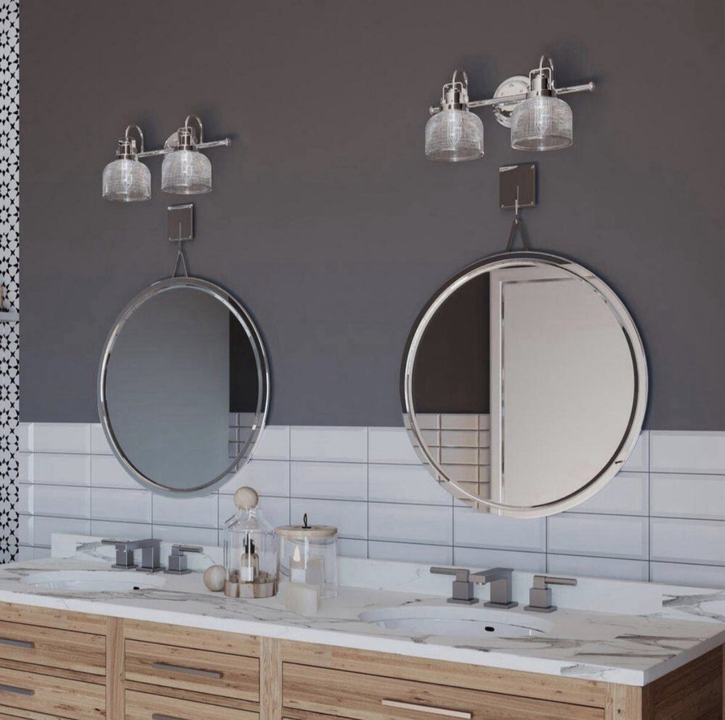 Archie Collection 17 in. 2-Light Chrome Vanity Light Clear Polished Glass Shades