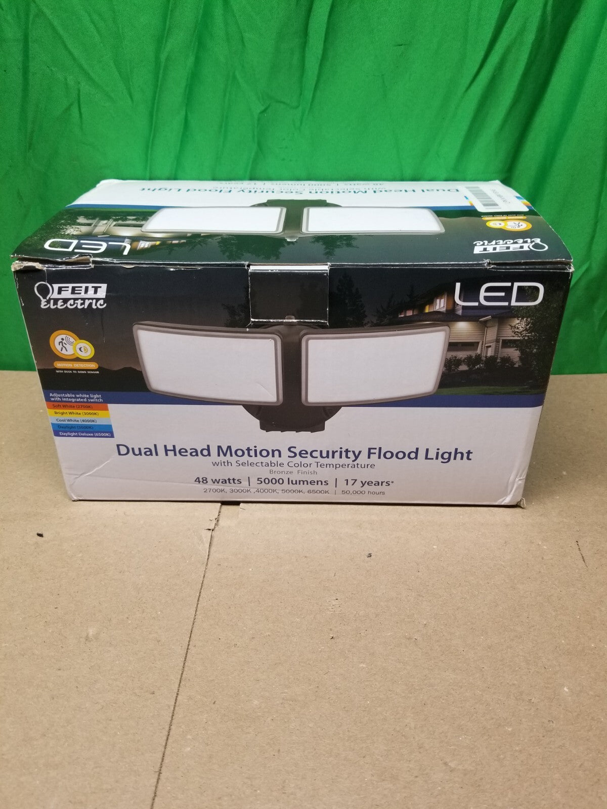 Feit 48-Watt 5000 Lumens Motion-Sensing Hardwired LED Bronze Security Flood L-C3