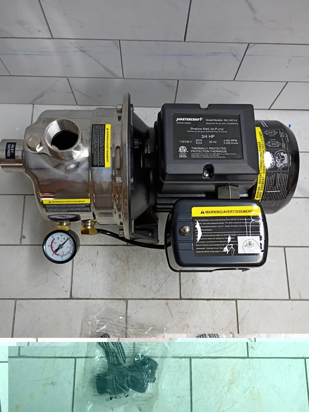 Mastercraft 3/4 HP Shallow Well Jet Pump Ships Fast Stainless Steel OPEN BOX