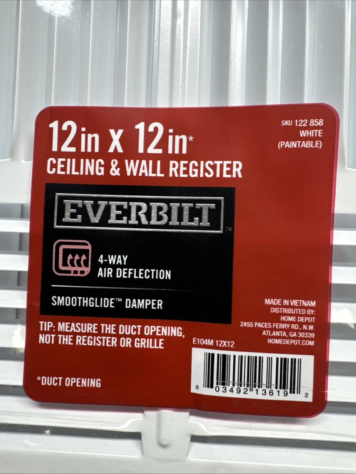 8 pack 12 in. x 12 in. 4-Way Steel Wall/Ceiling Register in White