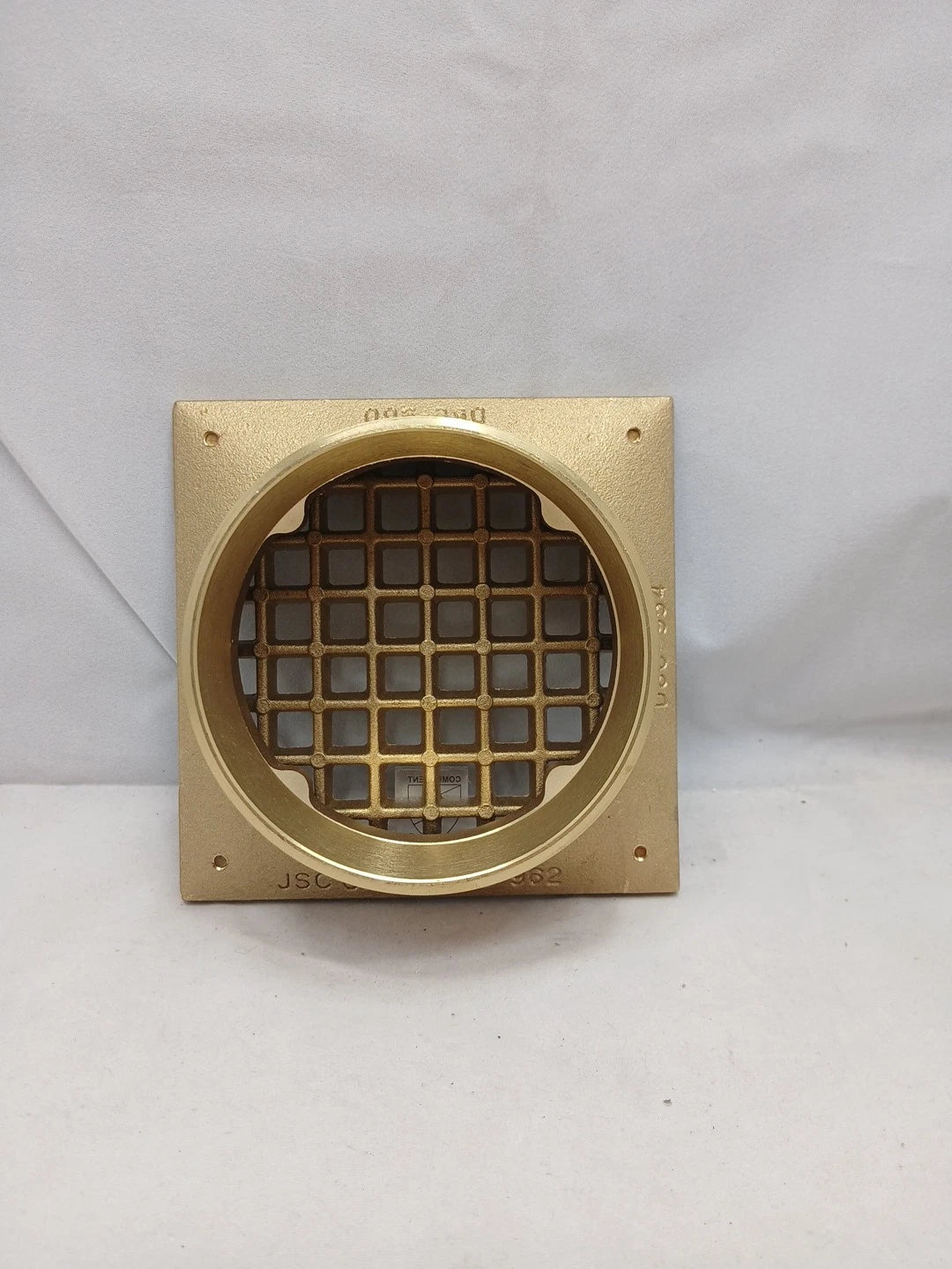 5" Square Brass Strainer w/ 3-1/2" Metal Spud. Jones Stephens