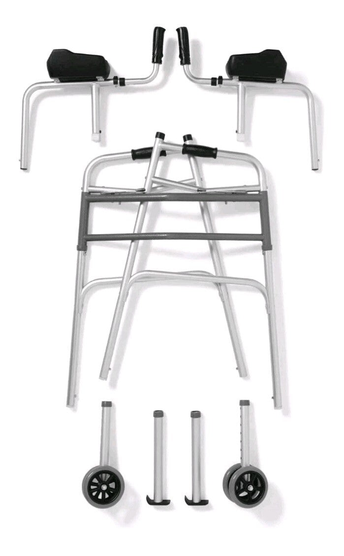 NEW Medline Upright Forearm Armrest Stability Walker 5” Dual Wheels Height. OB