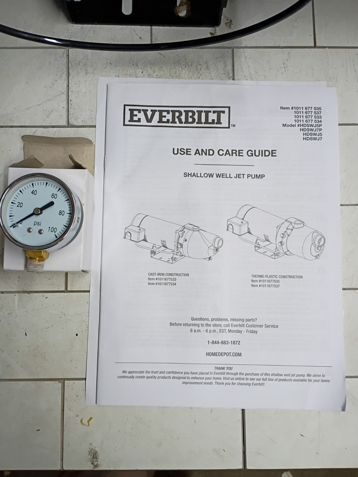 Everbilt HDSWJ5P 1/2 HP Plastic Shallow Well Jet Pump  Parts