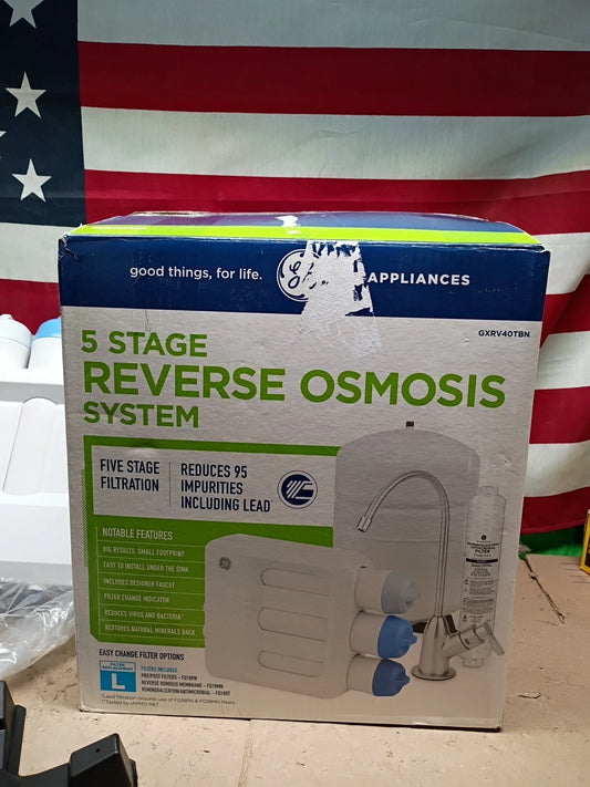 GE GXRV40TBN Under Sink 5-Stage Reverse Osmosis Water Filtration System, Openbox