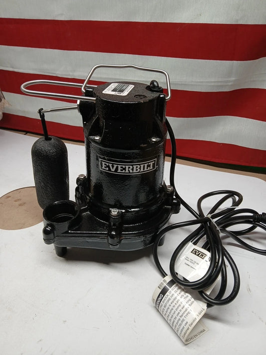 Everbilt HDS75 3/4 HP Professional Sump Pump - Black, Cast Iron NEW OB