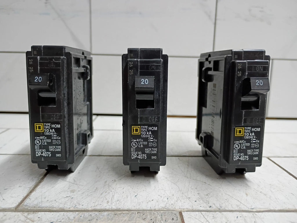 (3 Pack) Square D HOM120CP 20 A Miniature Circuit Breaker Open Box