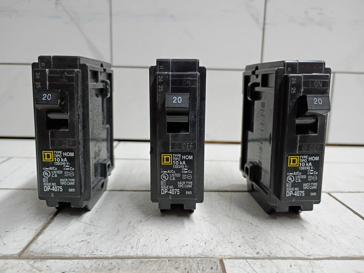 (3 Pack) Square D HOM120CP 20 A Miniature Circuit Breaker Open Box