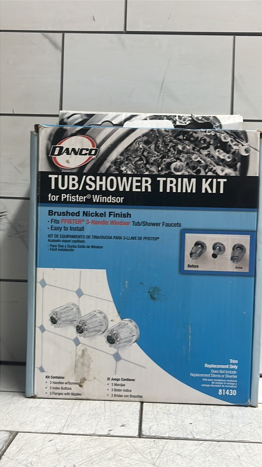 Danco 81430 Tub/Shower Trim Kit Pfister Windsor Brushed Nickel Finish. OB.