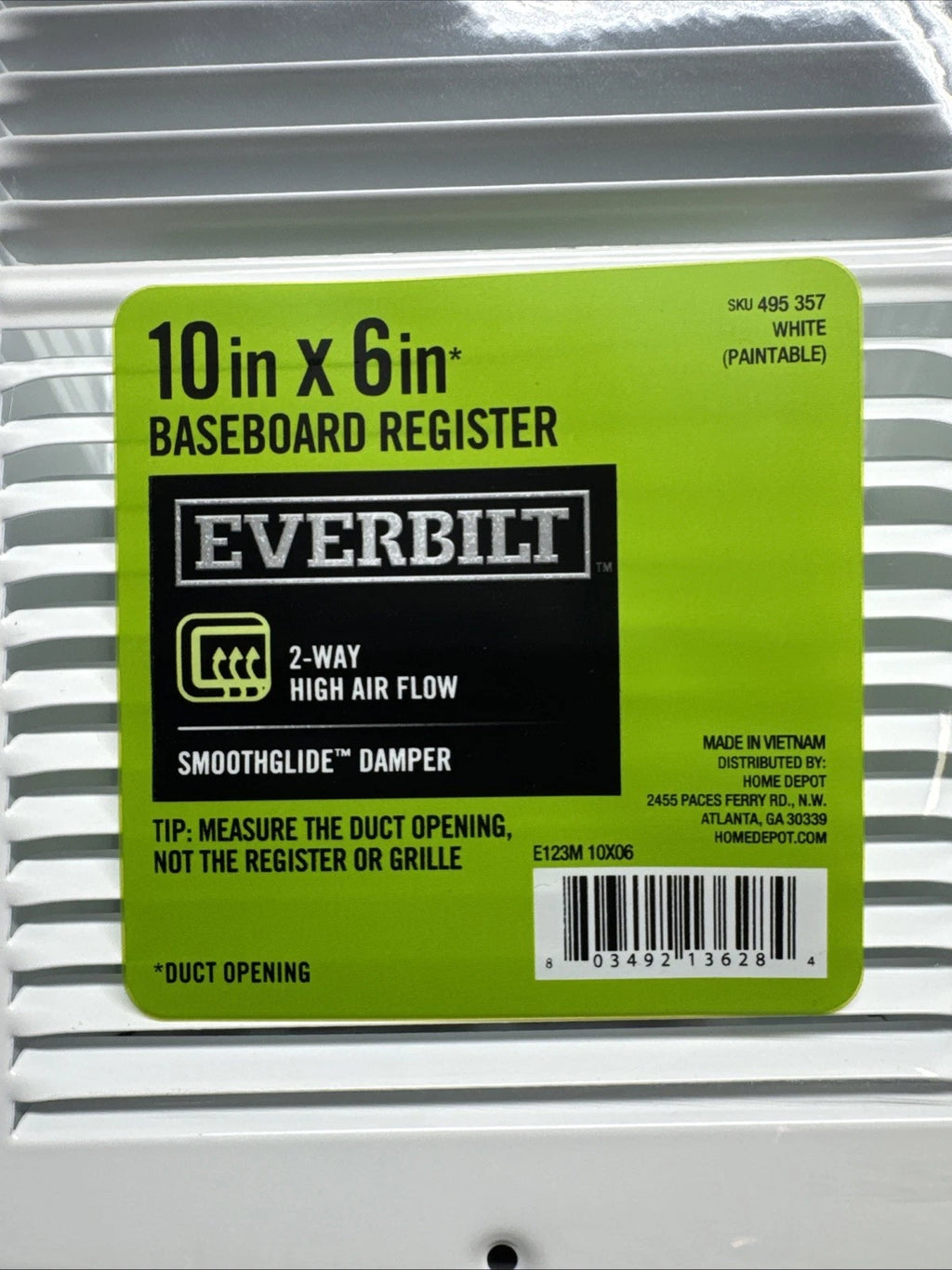 Lot Of 15 Everbilt 10 in. x 6 in. Baseboard Register 3/4 in. white