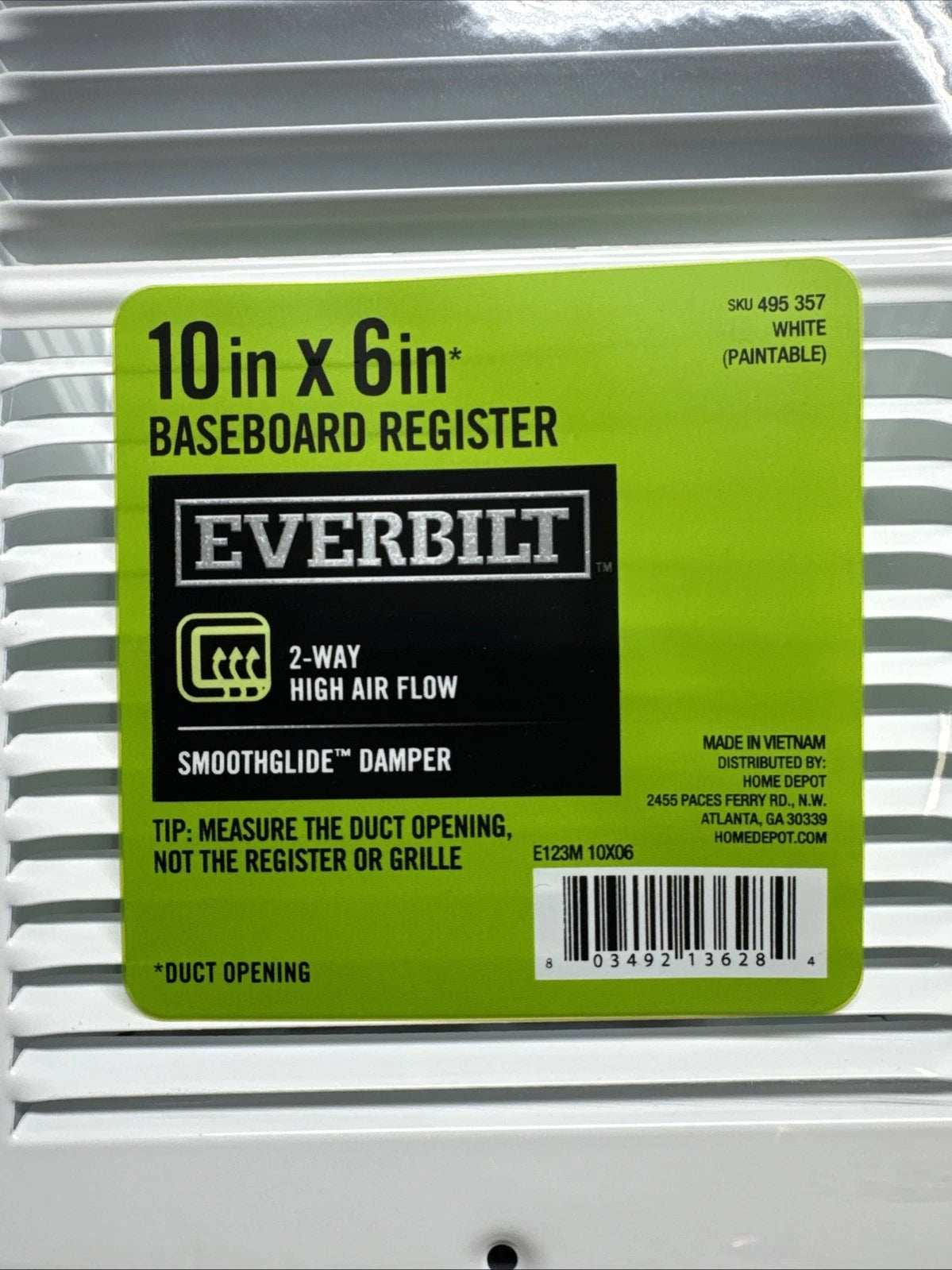 Lot Of 15 Everbilt 10 in. x 6 in. Baseboard Register 3/4 in. white