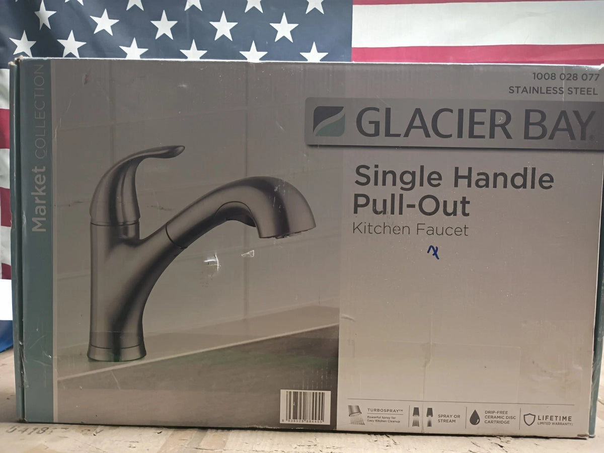 Glacier Bay Single Handle Pull-Out Kitchen Faucet Stainless Steel 1008 028 077